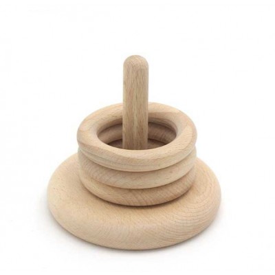 Montessori toys Natural Beech Wooden Stacking Rings Baby Ring toy Non-Toxic