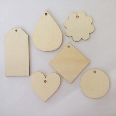 DIY Wooden Geometry Shape Pieces For Greeting, Name Card Wooden Tags