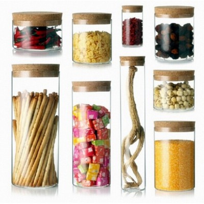 Vrious size borosilicate glass jar with cork lid ,food storage jar keep freshness