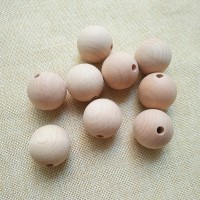 Round Beech Wooden Teething Beads Wooden Geometric DIY Beads 25mm