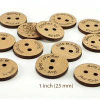 1inch Natural Flat Wood buttons,engraved wood garment buttons