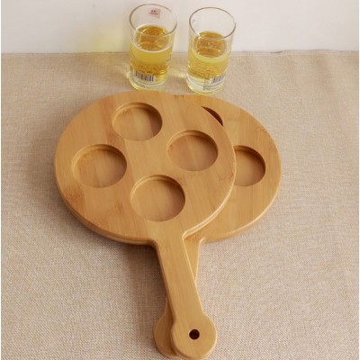 Handmade 4 Holes Bamboo Beer Tasting Serving Paddle Beer Cup Tray