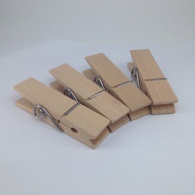 72*18mm big wood clip clothespins natural wooden clamp with metal spring