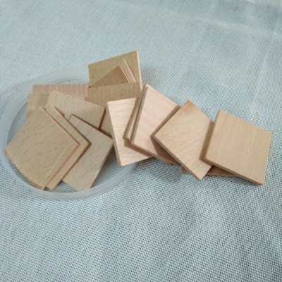 DIY Custom Square Chips Solid Natrual Wooden Blank Tags / Labels