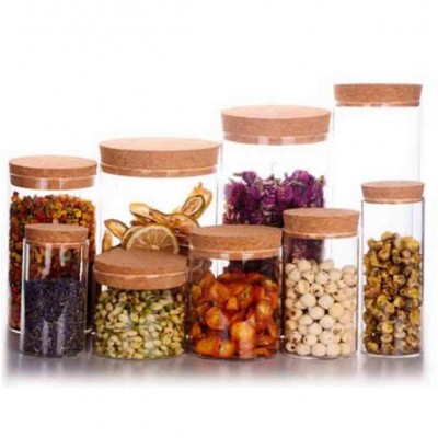 Ventage kitchen storage glass jar with cork lid Food storage sealed jar with lid