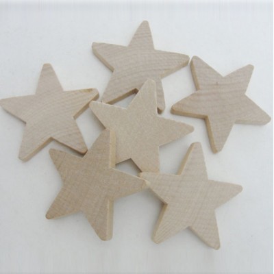 Traditional 2 Inch Wooden Stars Christmas Decoratons Unfinished DIY