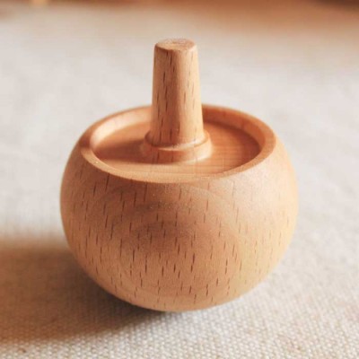 Natural beech wood flip top dreidel kid spinning top toys